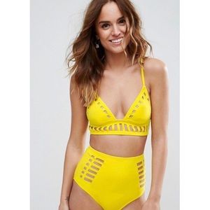 TOP - Neoprene Laser Cut Out Crop Bikini Top
